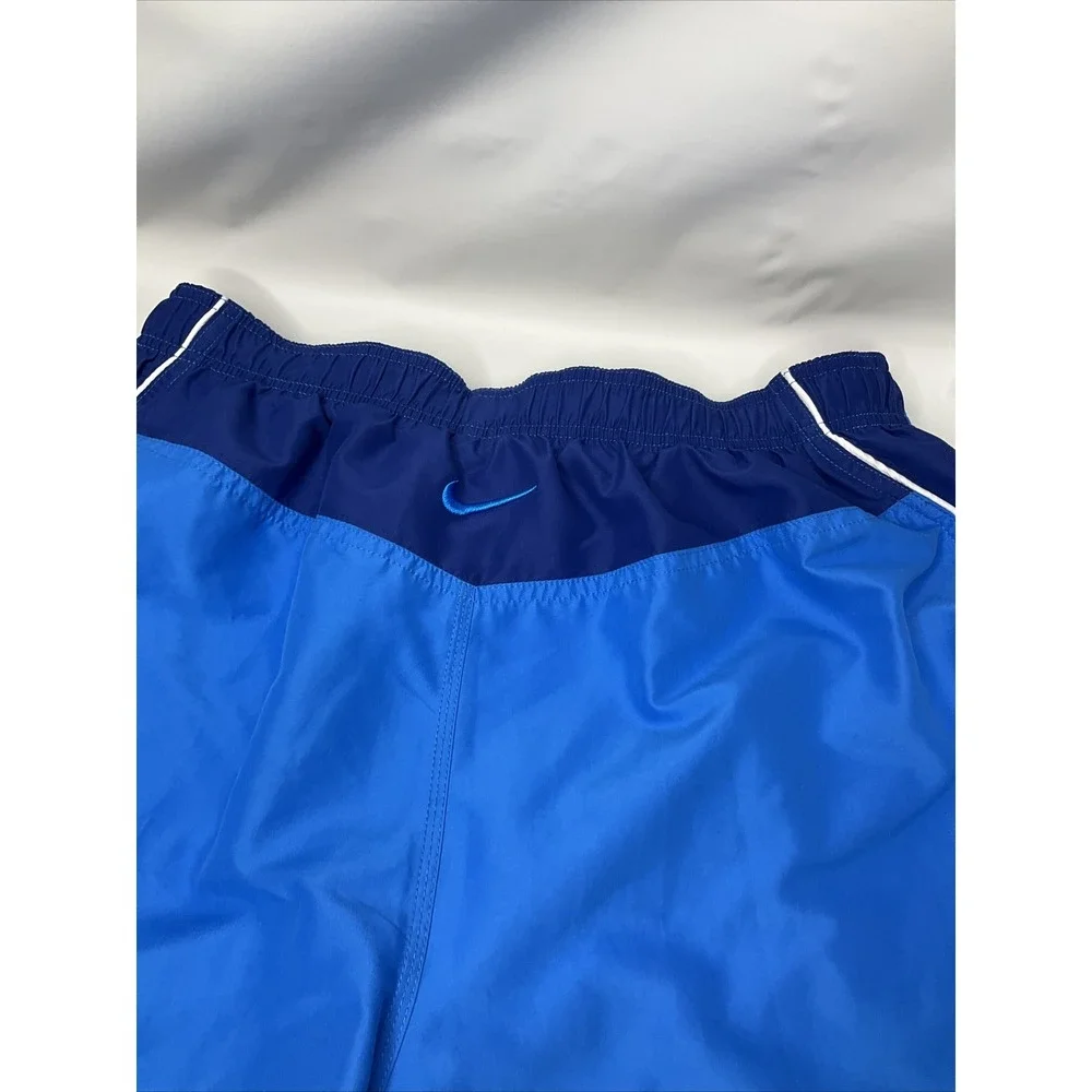Nike Swim Trunks Mens 2XL Board Shorts Mesh Lined Blue Swoosh Pockets Bathing